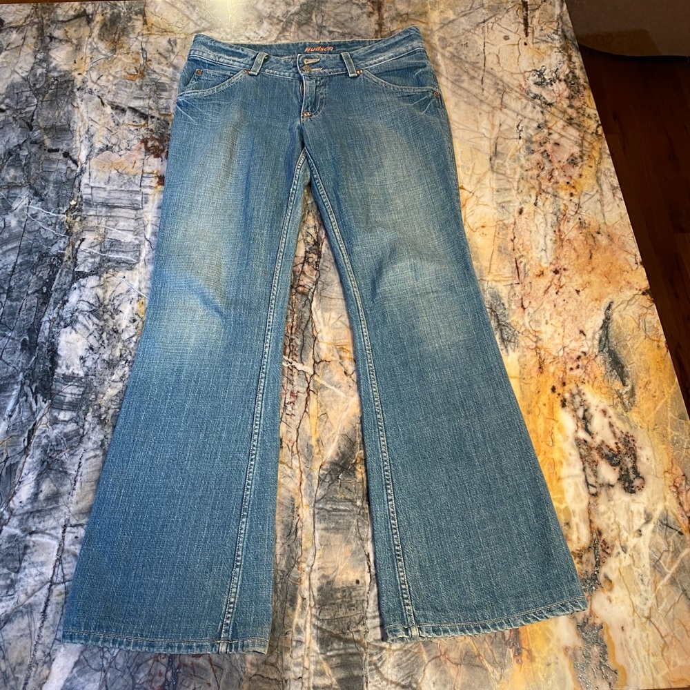 Jeans, size 30 Hudson wide leg bells good condition, 32” inseam